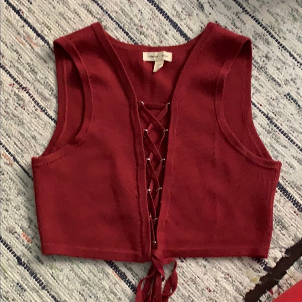 Silence + Noise Lace-Up Crop Top